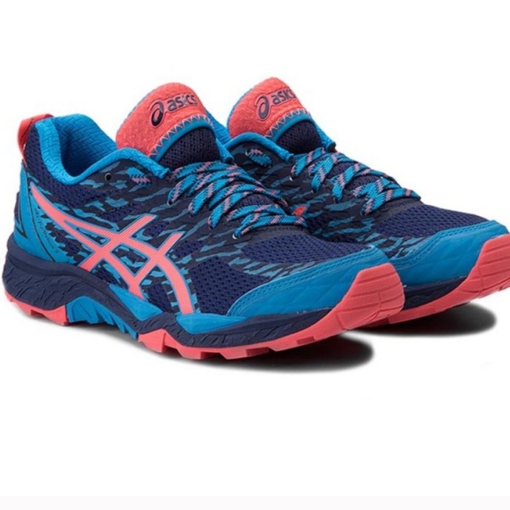 ASICS Women's Gel Fujitrabuco 5 Athletic Running Shoe, Navy/Coral, Size 11 - Picture 2 of 9